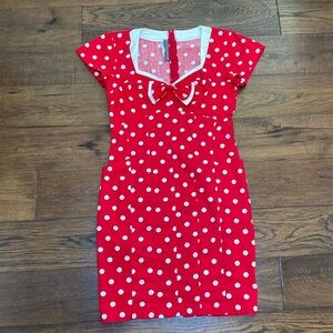 Vintage 1950’s inspired Karen Alexander Dress, red and white polka dot, size 12